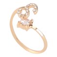 thumbnail image 4 of 1 Pce Bague Incrustée de Strass Initiale Bague de Doigt Bijou de Mode (Doré), 4 of 8