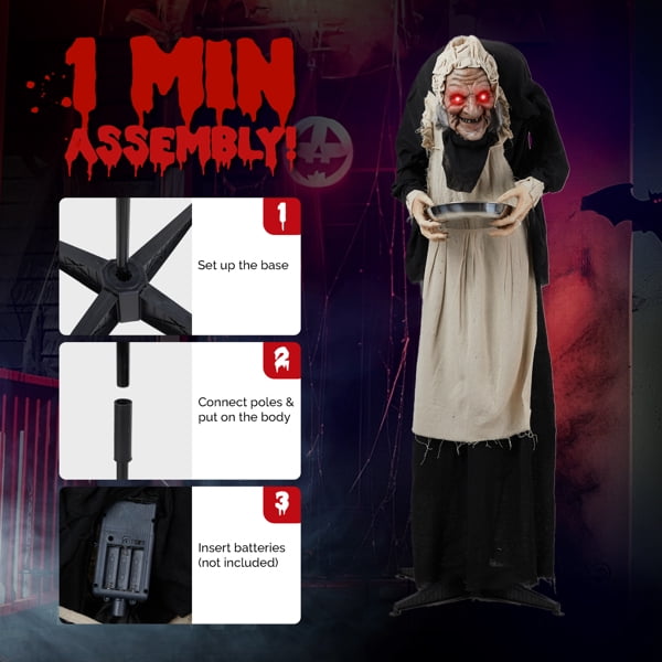 5FT Halloween Standing Decoration, Sensor-Activated (Lights/Sounds/Swaying), Waterproof Polyester for Yard/Garden
