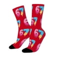 thumbnail image 4 of Chaussettes Rouges Tricotées avec Animaux Chaussettes Mi-Mollet Glace 6 7 Chaussettes Mi-Mollet pour Enfants, 4 of 5