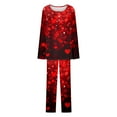 thumbnail image 7 of CZHJS Valentine's Day Womens Pajamas for Women Set Long Sleeve Festival Party Holiday Loungewear Matching Outfits Pj Sets Plus Size Pajama Wide Leg Pants and Scoop Neck Shirts Sets&nbsp; 2 Piece, 7 of 7