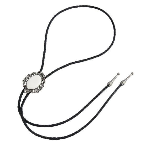 Collar de de bolo para hombre Patrón de flores tribales de bolo de piedras preciosas ovaladas occidentales Blanco jinwen Mens Bolo Tie