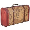 thumbnail image 2 of Vintage Suitcase Portable Composite Wood Map Pattern Design Vintage Storage Chest, 2 of 22