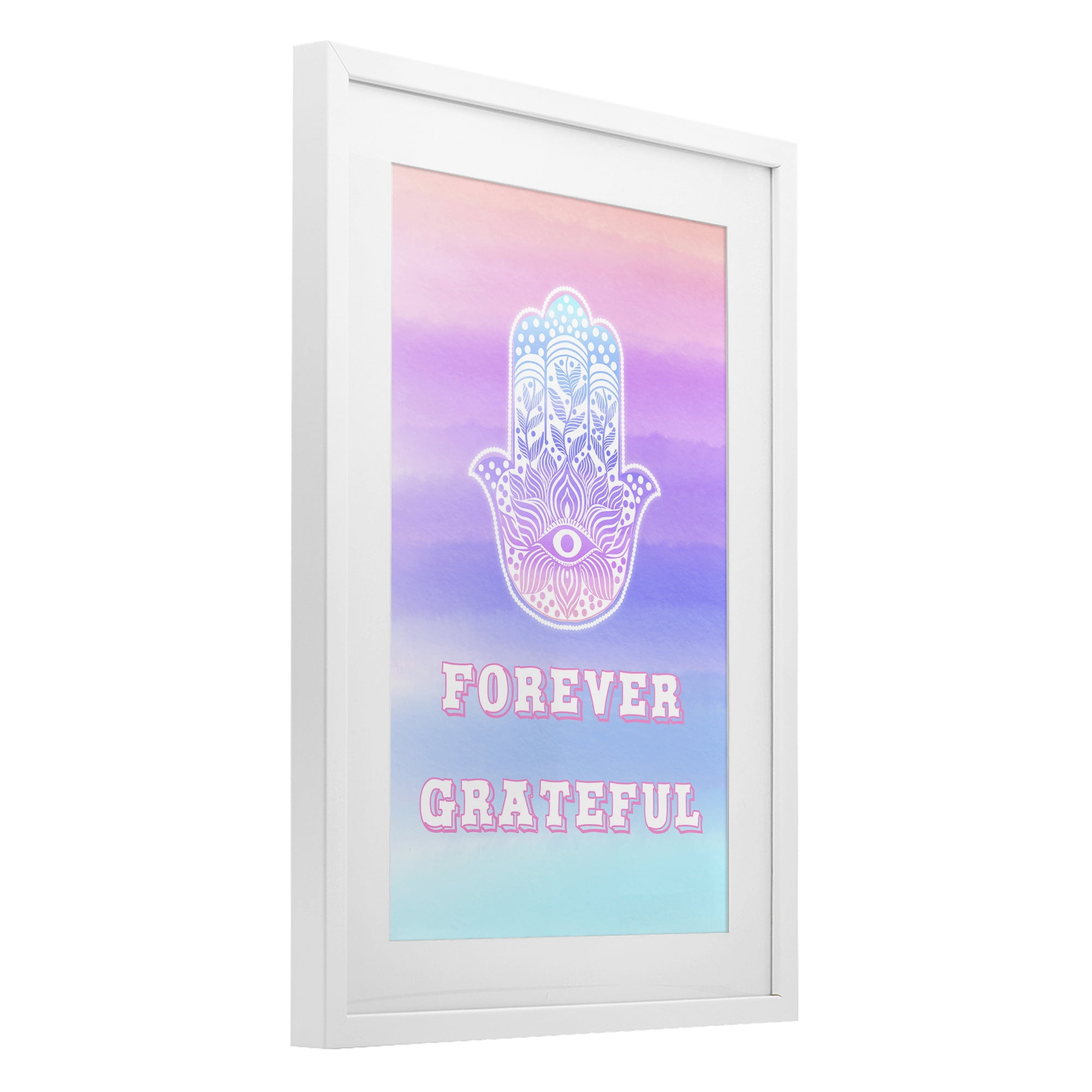 Stupell Industries Forever Grateful Hamsa White Framed Print Under Glass, design by Pooja Dave