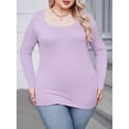 thumbnail image 2 of Weardear Plus Size Tops for Women Scoop Neck Long Sleeve Tight T Shirts Casual Basic Tunic Tops, 2 of 6
