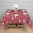 thumbnail image 3 of Red Christmas Snowflake Tree and Star Pattern Square Tablecloth,Waterproof Square Table Cover,Wipeable Spillproof Washable Table Cover for Home Kitchen Party Decor 52"x52"(132x132cm), 3 of 6