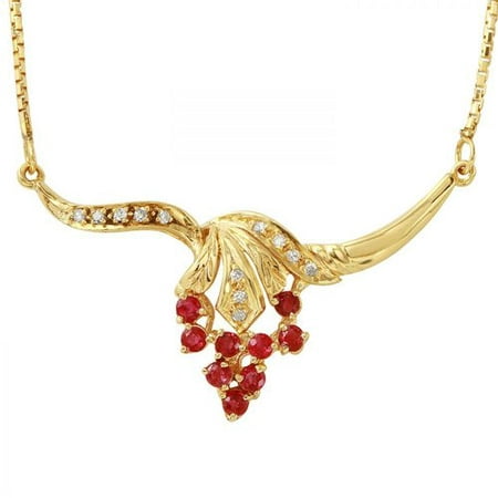 Ladies 0.69 Carat Ruby And Diamond 14K Yellow Gold Necklace