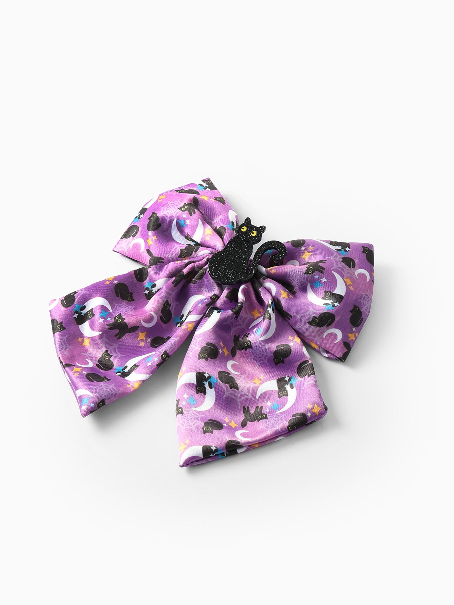 Way to Celebrate Halloween Purple Patterned Cat Hair Bow, Multicolor, 1 Piece, Barrette Hair Clip