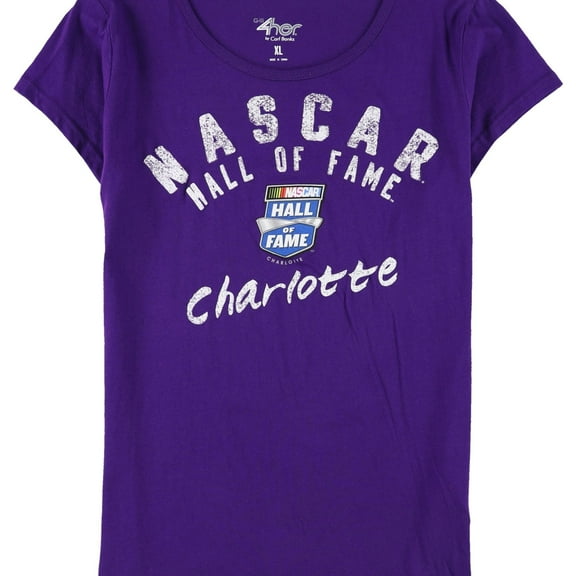 G-III Sports Womens Nascar Hall of Fame Charlotte Graphic T-Shirt, Purple, Small