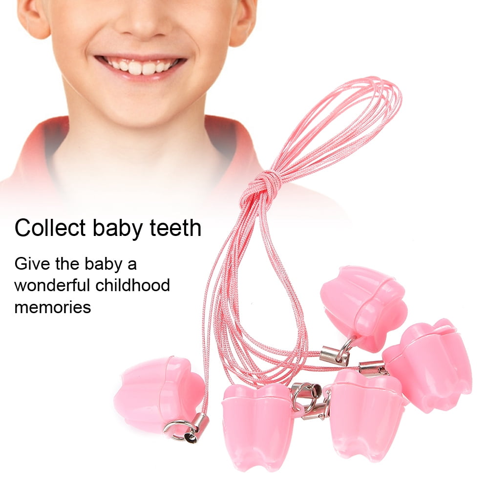 5 x Portable Children Baby Milk Tooth Storage Box with Rope Tooth Saver Necklace