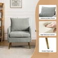 thumbnail image 4 of Upholstered Accent Chair Removable Back Seat Cushion Armchair Lounge Sofa Golden Legs Living Room Bedroom Sage, 4 of 7