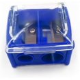 thumbnail image 2 of 4pcs Bulk Dual Holes Plastic Geometric Shape Cosmetic Pencil Sharpeners with Cover Manual Large Eyebrow Pencil Cutter Mini Pocket Pencil Sharpener Accessory (Red+White+Blue+Black), 2 of 7