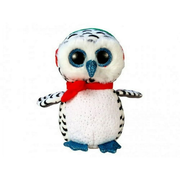 TY Beanie Boos - NESTER the Christmas Owl (Glittery Eyes) 6" Plush (NO TY HANG TAG)