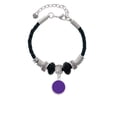 thumbnail image 2 of Delight Jewelry Silvertone Small Purple Enamel Disc Aunt Celtic Knot Leather Bead Bracelet, 7"+2" Extender, 2 of 4