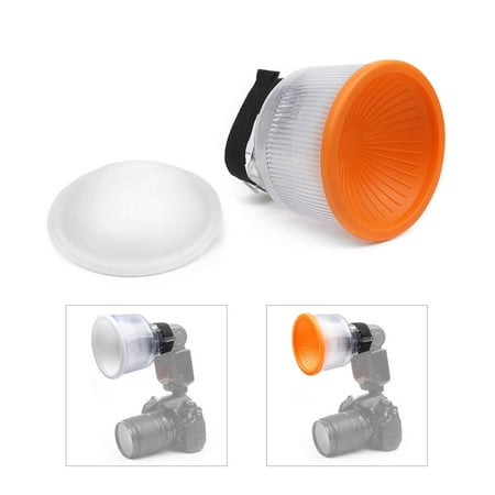 Universal On-Camera Speedlite Flash Light Diffuser Light Sphere with White Orange Domes for Canon Sony Yongnuo