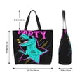 thumbnail image 6 of Bingfone Canvas Tote Bag for Women with Inner Pocket Aesthetic Cute Shopping Tote Bags Reusable Grocery Bags-Rex Dinosaur With Sunglasses, 6 of 9