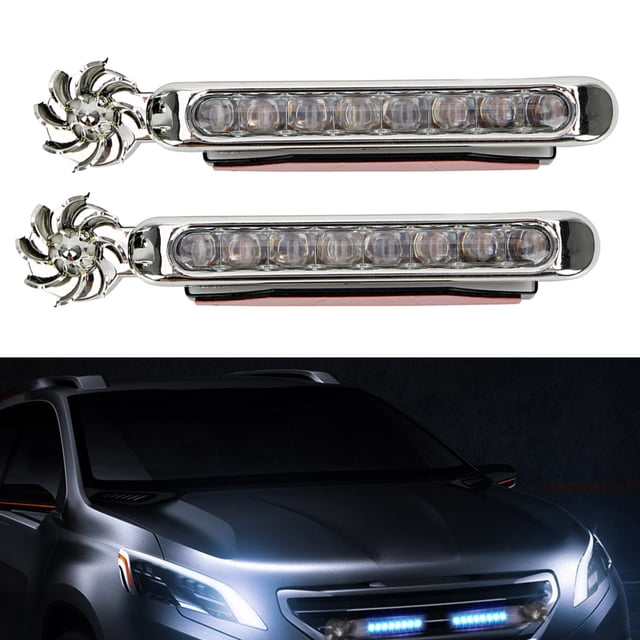 Gwong Autos 2 Unids Energía eólica Coche Día Día Luces Corrientes LED DRL Decor Lámpara con ventilador de rotación Gwong 24005033
