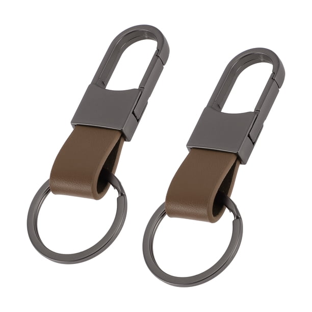 Llavero de Bargains Únicos, llavero universal con anillo para llaves, llaveros para el hogar para mujeres, cuero, aleación de zinc, marrón, 2 piezas