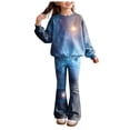 thumbnail image 4 of Ccpelsie Toddler Girl Fall Winter Clothes Fall Winter Outfits Sweatshirt Bell Bottom Pants for Girls(Pink,9-10 Years), 4 of 8
