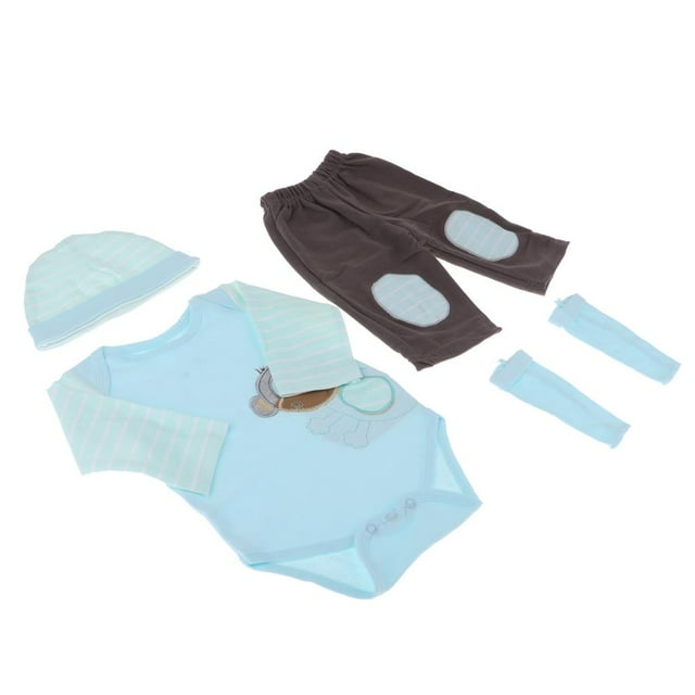 Conjuntos de ropa de muñeca de dibujos animados para bebés Reborn de 22-23 pulgadas, sombrero de muñeca, mameluco, pantalones, conjunto de calcetines Yotijar Traje de muñecas renacidas