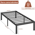 thumbnail image 2 of Base de Cama Individual Metálica Reforzada - 6 Patas Ajustables, Sin Somier, Estructura Antiruido, Fácil Montaje, para Camas Individuales, 2 of 4