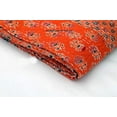 thumbnail image 5 of Orange Ajrakh Hippie Queen Kantha Quilt Handmade Bohemain Bedspread King Size Vegetable Dye Kantha Blanket Bedcover Boho Quilting Indigo Print Ajrakh Cotton Kantha Quilt, 5 of 5