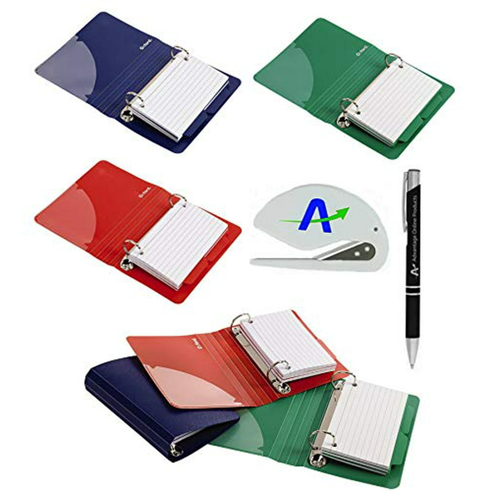 6 Pack Oxford Poly Index Card Binders, 3 x 5 Inches, Includes 50 Pre