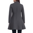 thumbnail image 3 of Abrigo de invierno para mujer INSPIRE CHIC, corte A, de manga larga, con botonadura simple, dobladillo peplum, largo, talla XL, gris oscuro, 3 of 6