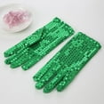 thumbnail image 3 of AWZXDE Women Colorful Stage Performance Sequin Gloves for Events Party Decoration and Dress Accessory Green,One Size, 3 of 4
