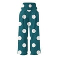 thumbnail image 3 of USNSM Women's Cotton Pants Linen Polka Dot Print Smocked Wide Leg Pants High Waisted Casual Cozy Yoga Pants with Pocket Green L, 3 of 4