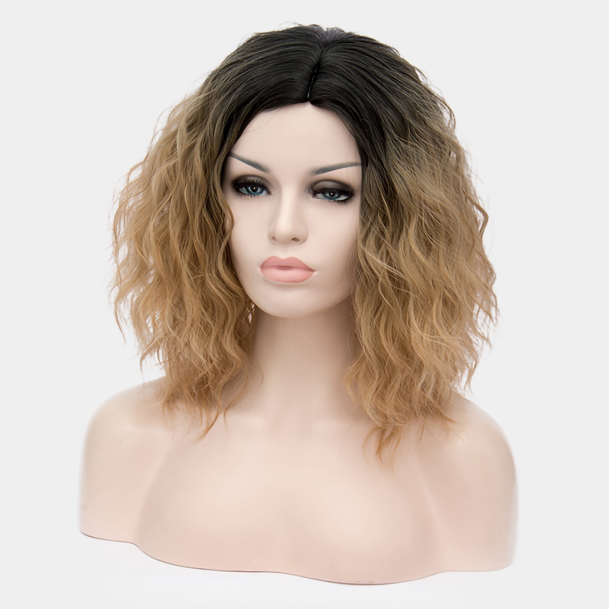 Unique Bargains Human Hair Wigs for Women Lady Curly Wig Cap Fluffy Curly Wavy Light Gray
