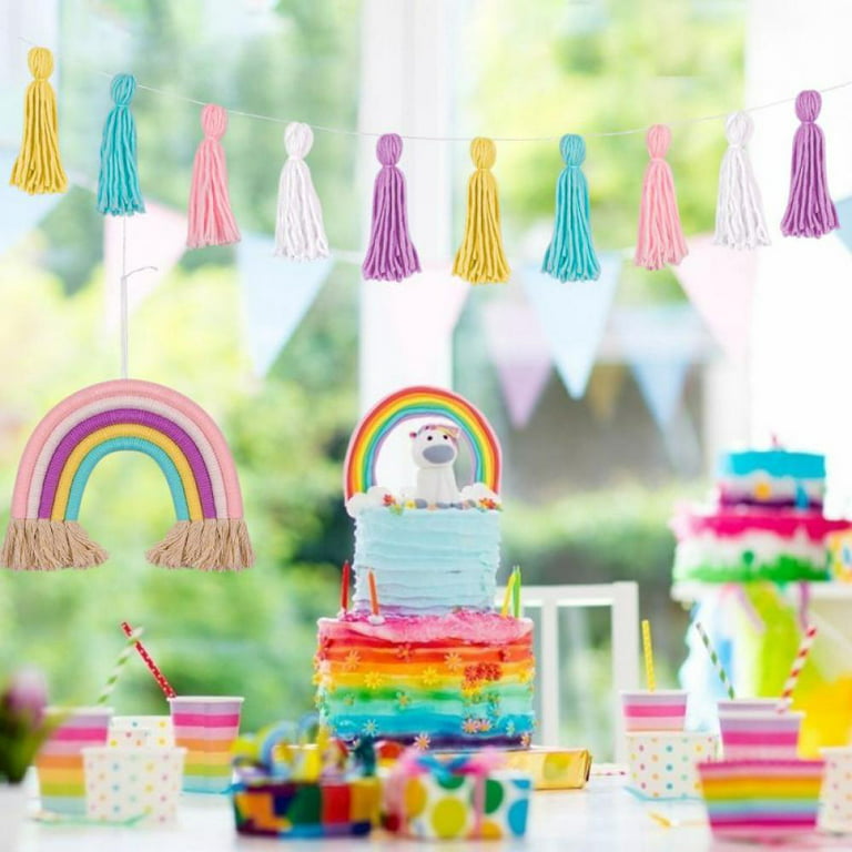 Iridescent Pastel Rainbow Tassel Garland - Rainbow Birthday Party  Decorations - GenWooShop