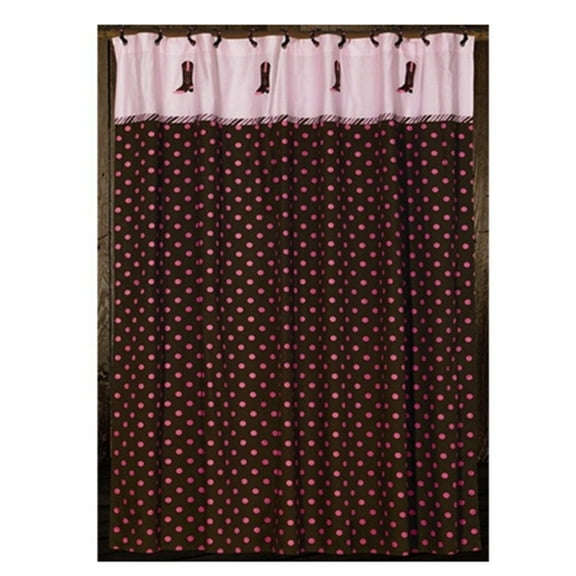 HiEnd Accents Western Boots and Polka Dots Shower Curtain, Pink