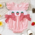 thumbnail image 2 of Baby Onesies Girl Baby Girl Outfit Infant Strawberry Polka Dot Print Bowknot Fly Sleeve Romper Bodysuit Casual Outfit, 2 of 8