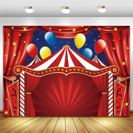 Image of Circus Carnival Backdrop Curtain Stars Photo Background 7x5ft Newborn Baby Shower Banner Supplies for Children Big Top Circus Themed Birthday Party Photography