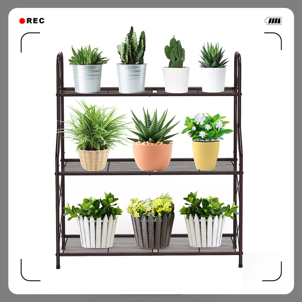 Auledio Indoor/Outdoor 3Tier Metal Flower Stand Plant Stand Rack