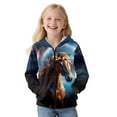 thumbnail image 4 of Chririnla Galaxy Horse Hooded Pullover with Pockets for Boys and Girls - Lightweight Fuzzy Sweatshirt for School and Gym, 4 of 7