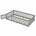 thumbnail image 4 of Modern Twin Size Floor Bed with Safety Guardrails and Door, Low Profile Design, Removable Slats for Versatile Use, Secure Sleeping and Playing Area, Gray, 4 of 9