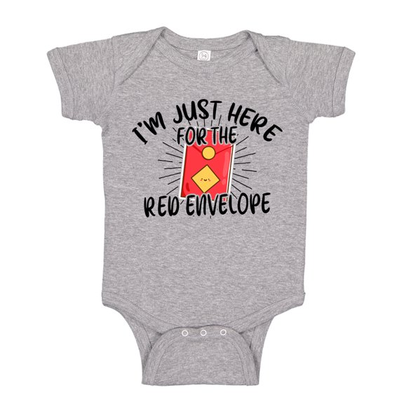 I'm Just Here For The Red Envelope Hong Bao Baby Bodysuit One Piece NB Athletic Heather