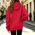 thumbnail image 6 of Girls Waffle Knit Hoodie with Pocket Long Sleeve Casual Loose Fit Trendy Kids Pullover Sweatshirt Fall Clothes Red 6, 6 of 7