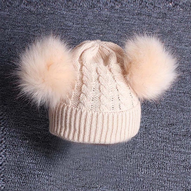 LSLJS Childrens Baby Knitting Wool Hemming Hat Keep Warm Winter Hiarball Ball Cap, Kids Hat
