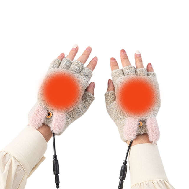 Usb Para Hombres Y Mujeres, Guantes Cálidos De Invierno Para Ordenador Portátil, Forrados Con Forro Polar, Guantes Sin Dedos Calefactables Con Medias Manos, Diseño Lavable Scienceny HA046947-02