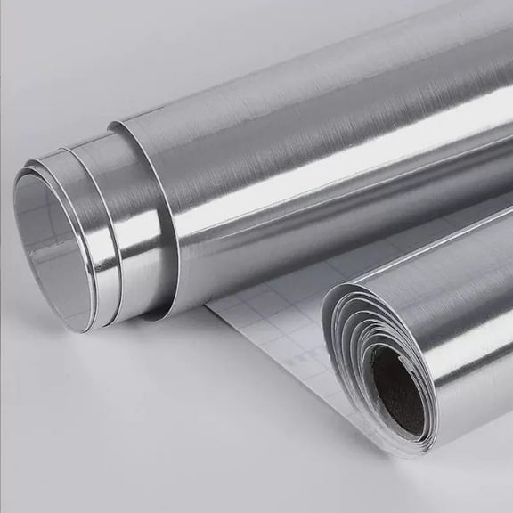 PVC Stainless Brushed Silver Removable Wallpaper Decor thickening Film Vinyl Waterproof Oil-proof House Kitchen Elevator Sticker