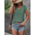 thumbnail image 2 of Weardear Women's V Neck T Shirts Eyelet Tank Top Cap Sleeve Summer Casual Blouses, S-XXL, 2 of 5