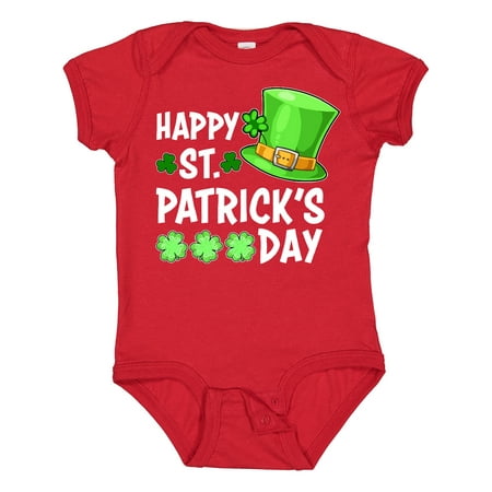 

Inktastic Happy St. Patrick s Day Green Hat and Clovers Gift Baby Boy or Baby Girl Bodysuit