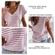 thumbnail image 4 of Blusa de manga corta a rayas, blusa de manga corta a rayas, blusa de manga corta con estampado de rayas, blusa informal con cuello en V, rendimiento potente, 4 of 5