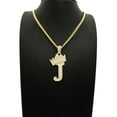 thumbnail image 2 of Stone Filled Initial Letter J Pendant 3mm 24" Cuban Chain Hip Hop Fashion Necklace, 2 of 4