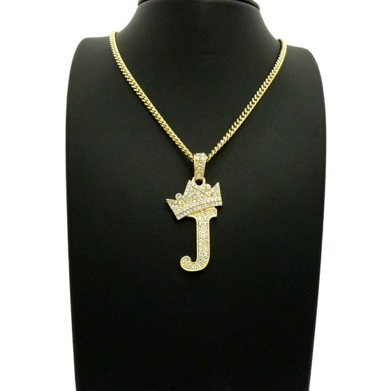 Unique Fashion Stone Filled Initial Letter J Pendant 3mm 24" Cuban