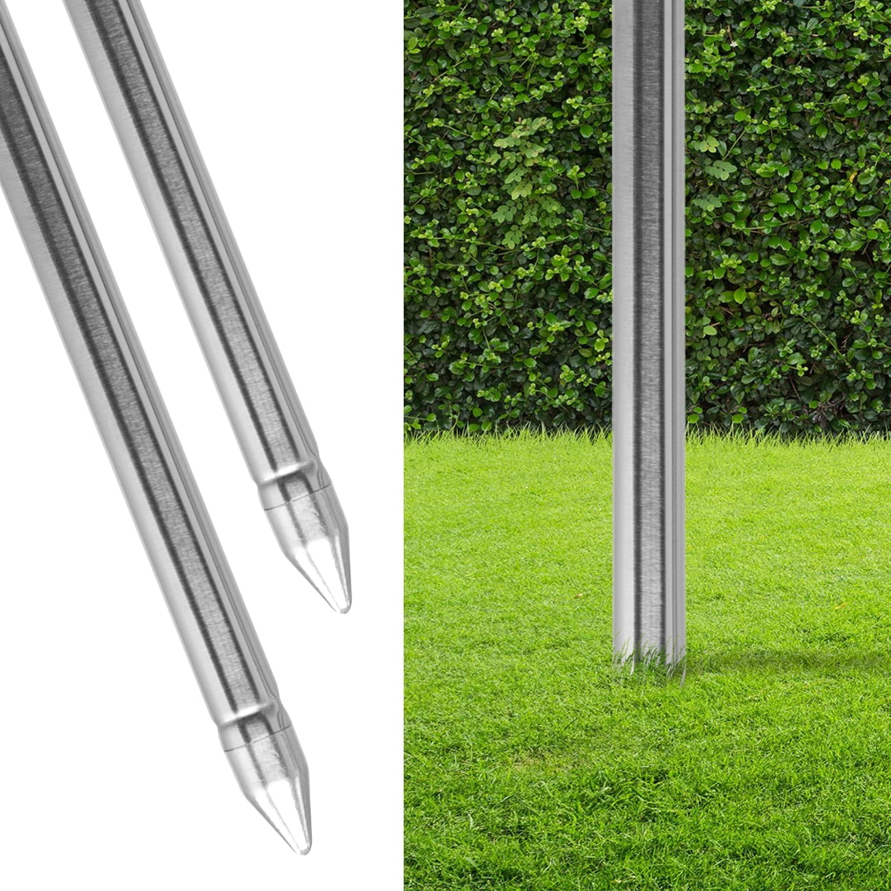 Sorbus 2-Pack Stainless Steel Torches - 5 ft. Long Garden Patio Décor  (Silver - Cylinder)