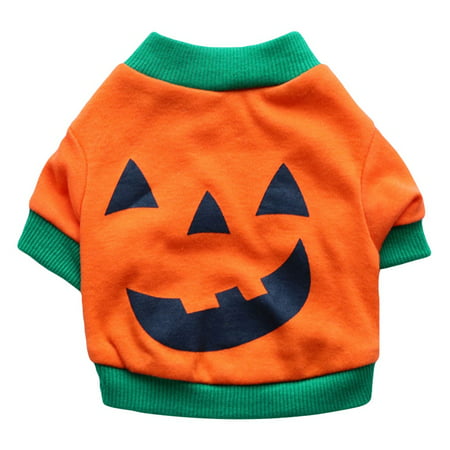 AkoaDa Halloween Pumpkin Costume Small Pet Dog Shirt Clothes Puppy Cat Vest Apparel (Best Small Furry Pets)