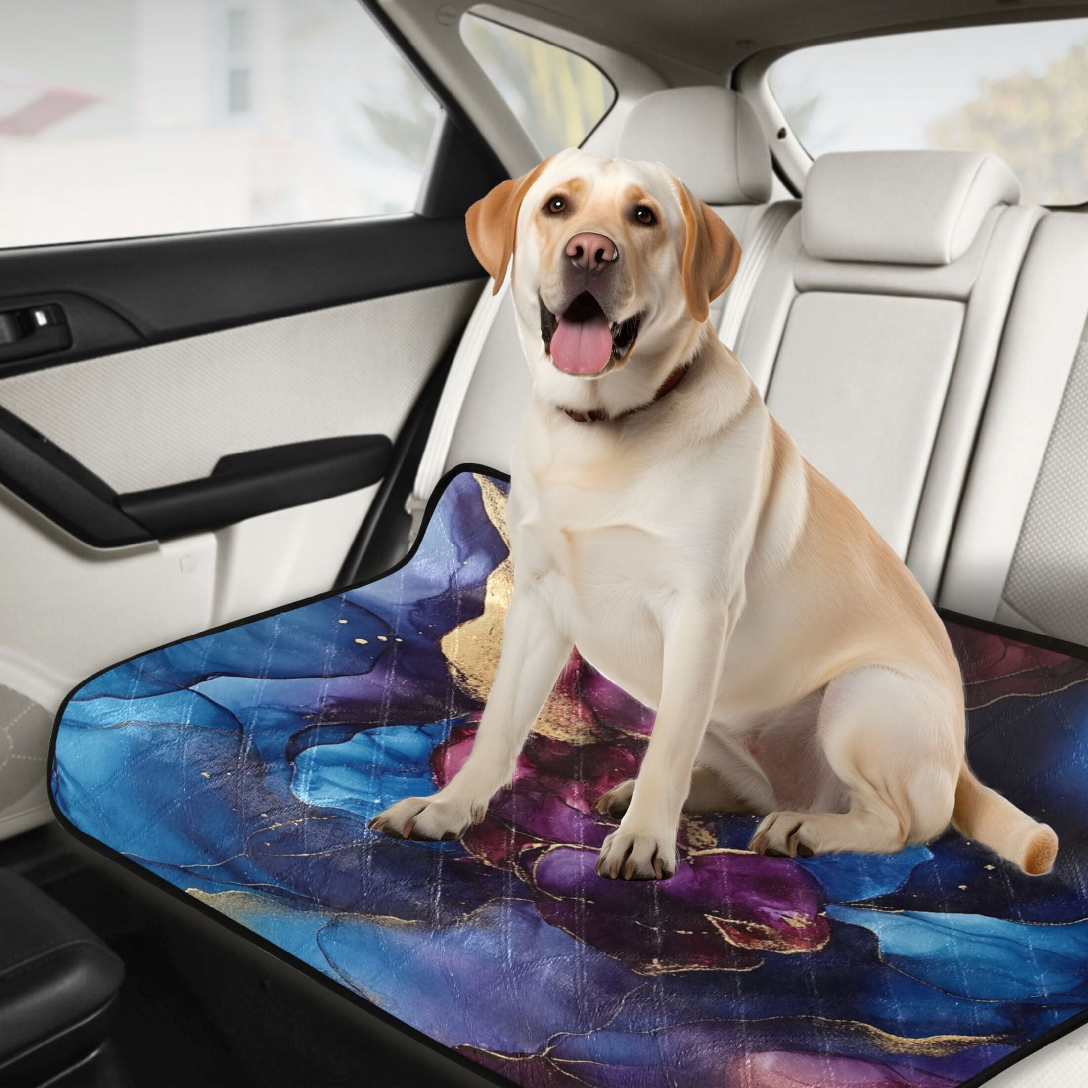 Qxltty Blue Gilt Marbles Cat litter Pads Pet Set of 3 Diaper Mats Center Anti-leakage Layer Absorbent Soft and Comfortable